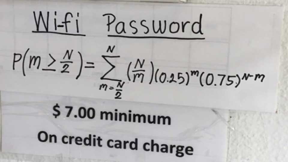 В США ресторан установил пароль к Wi-Fi в виде уравнения, чем озадачил Сеть