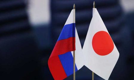 Флаги Японии и России