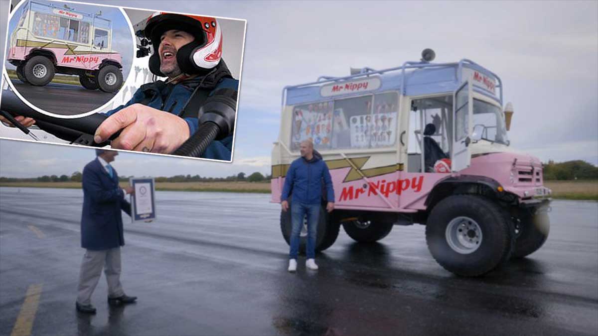 Телеведущий разогнал фургон для мороженого до рекорда Гиннесса
